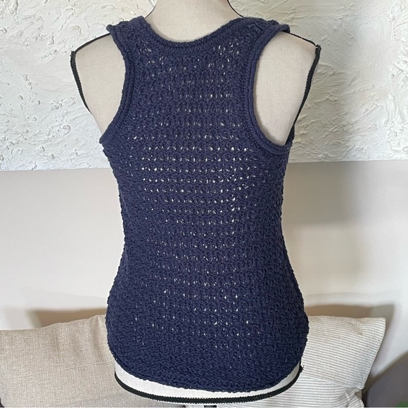 Aerie Tank Top Navy Blue Crochet Knit Cotton Blend Women's Sz S NWT - Picture 4 of 7